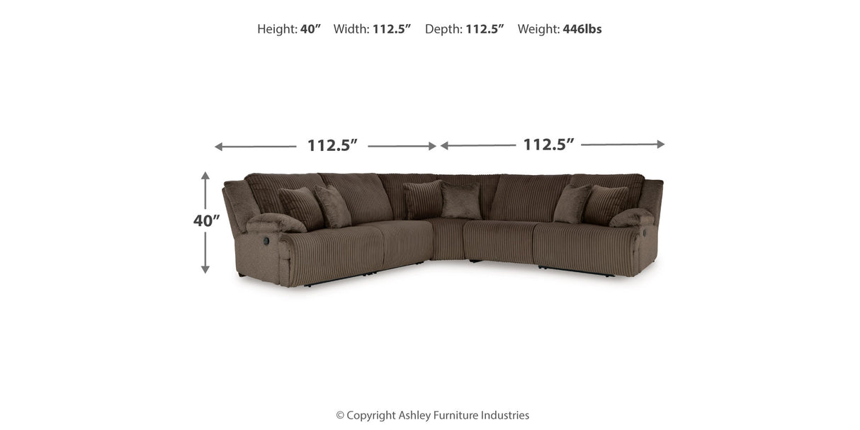 Top Tier Chocolate 5-Piece Sectional with Recliner from Ashley - Luna Furniture