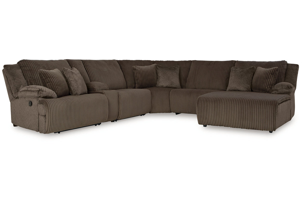 Top Tier Chocolate 6-Piece RAF Chaise Reclining Sectional from Ashley - Luna Furniture
