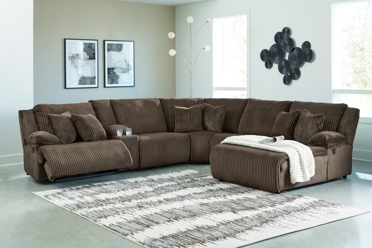 Top Tier Chocolate 6-Piece Sectional with Recliner from Ashley - Luna Furniture
