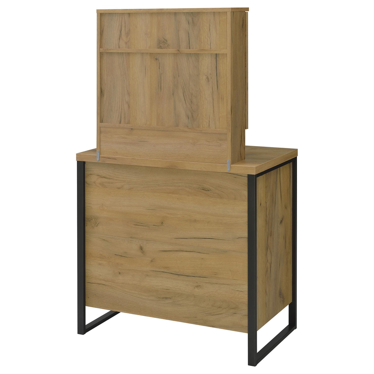 Bettin Golden Oak Vanity Set with Sliding Mirror and Stool from Coaster - Luna Furniture