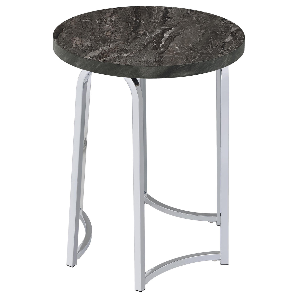 Barcelo Grey Faux Marble Round Faux Marble Top Metal Side Table from Coaster - Luna Furniture