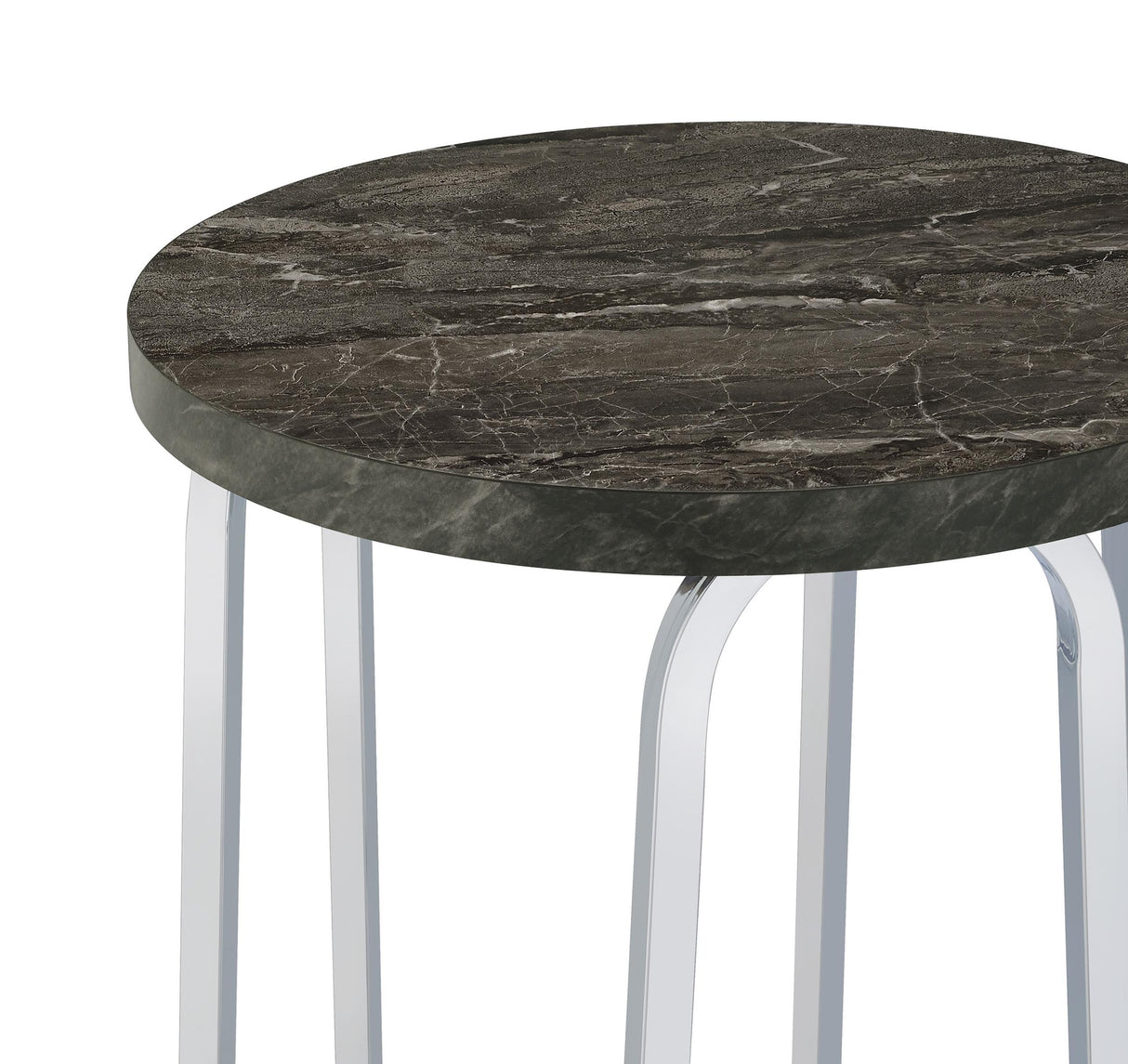 Barcelo Grey Faux Marble Round Faux Marble Top Metal Side Table from Coaster - Luna Furniture