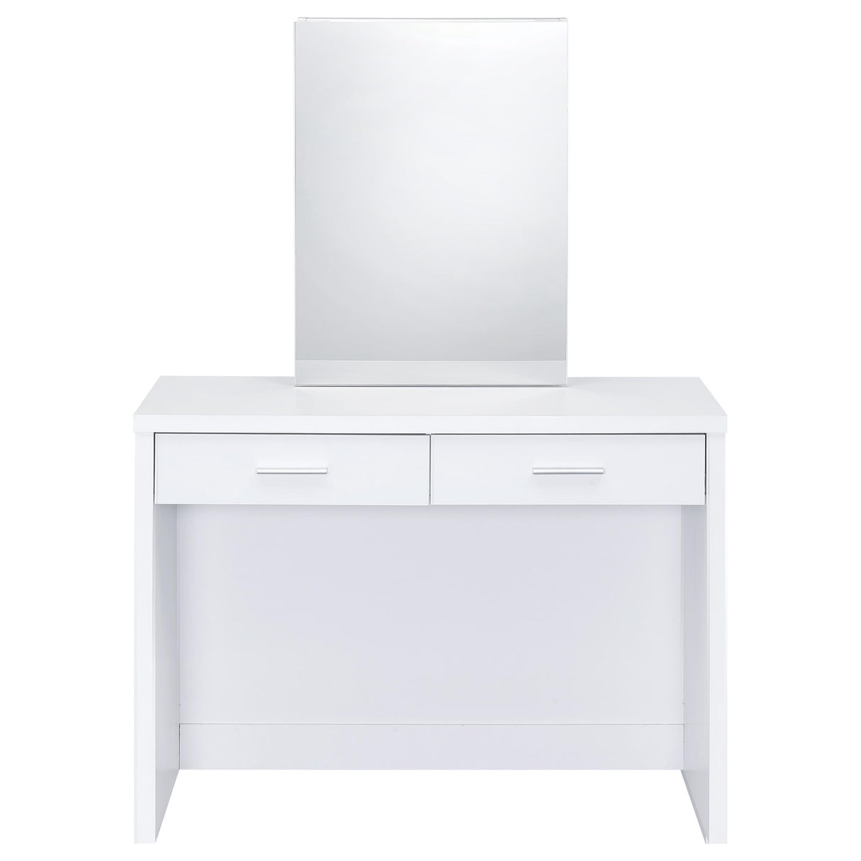 Bunbury White Makeup Vanity Table Set Storage Mirror and Stool from Coaster - Luna Furniture