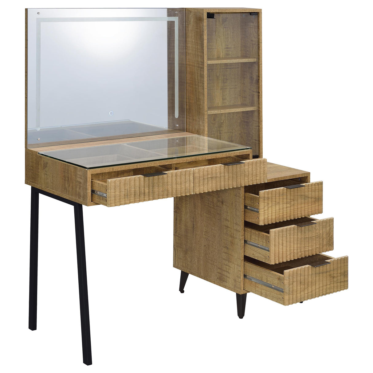 Souza Mango 5-Drawer Makeup Vanity Table With LED Mirror from Coaster - Luna Furniture
