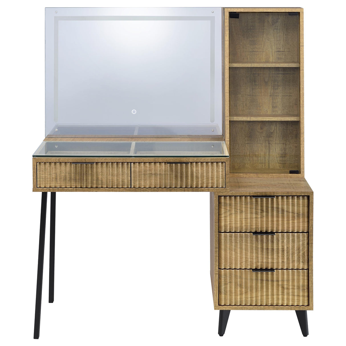 Souza Mango 5-Drawer Makeup Vanity Table With LED Mirror from Coaster - Luna Furniture