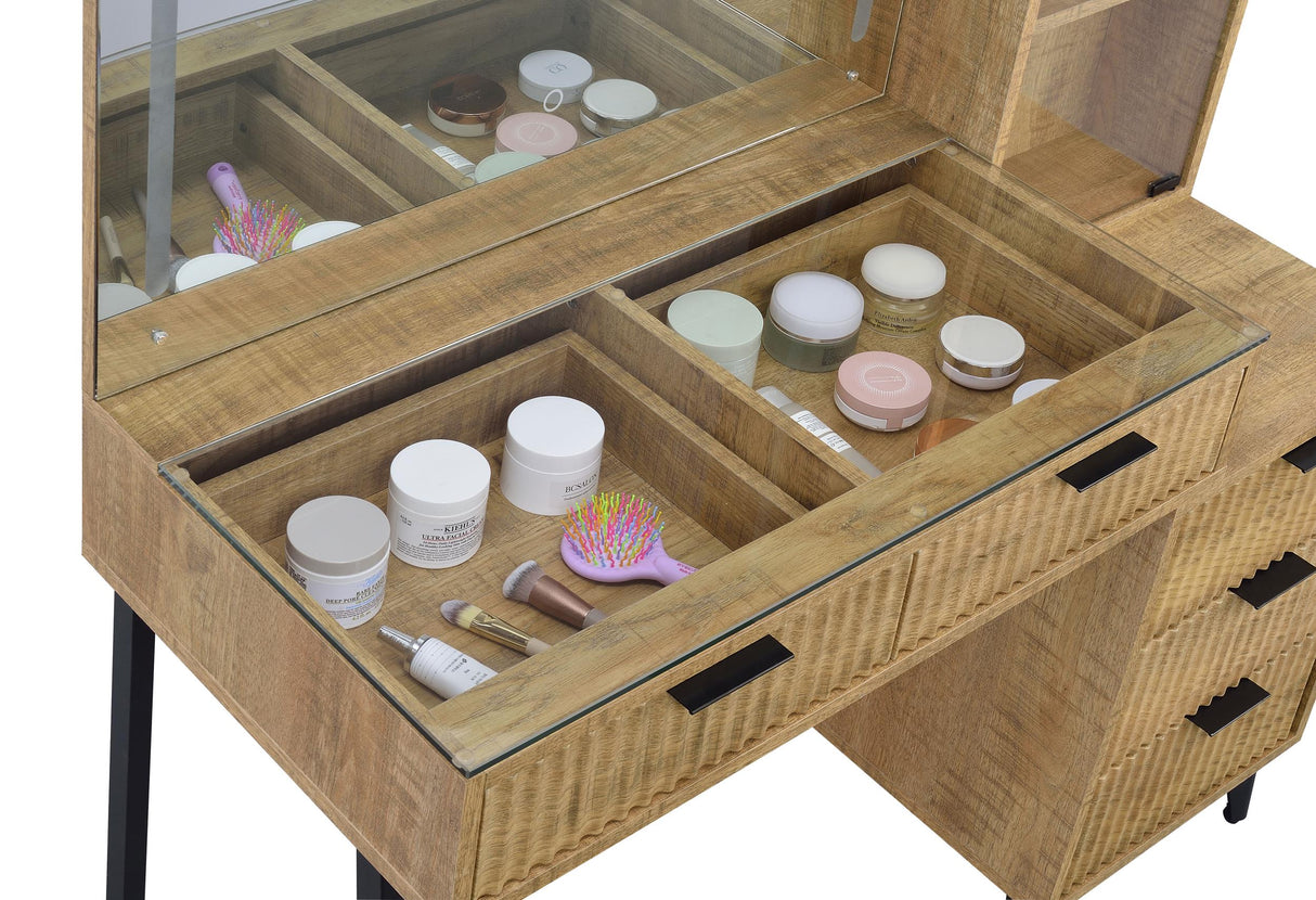 Souza Mango 5-Drawer Makeup Vanity Table With LED Mirror from Coaster - Luna Furniture