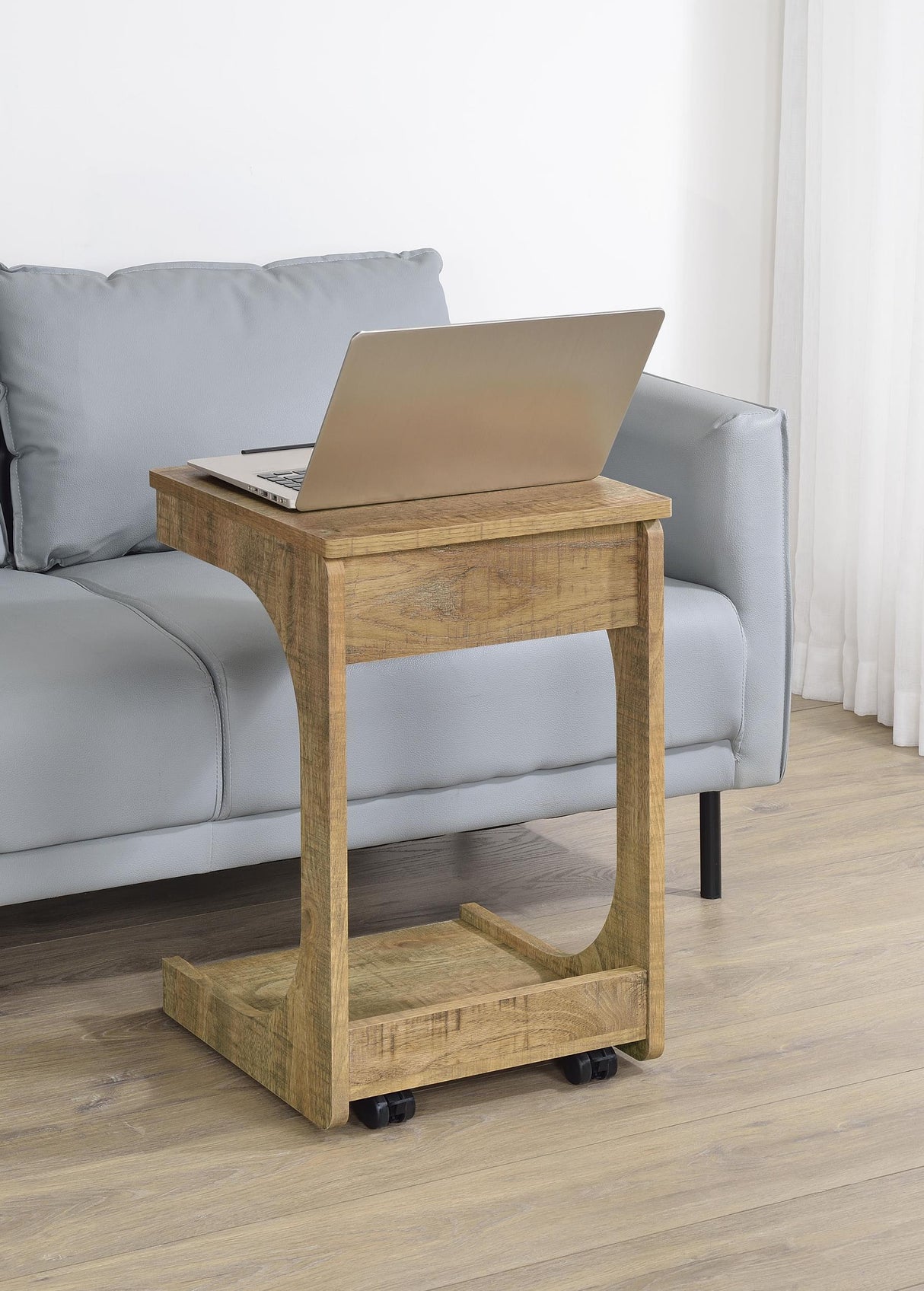 Ralston Mango C-Shaped Lift-Top Sofa Side Table With Casters from Coaster - Luna Furniture