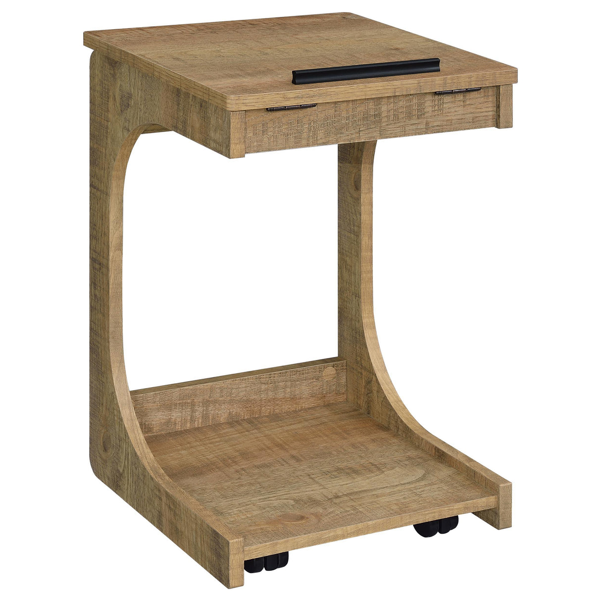Ralston Mango C-Shaped Lift-Top Sofa Side Table With Casters from Coaster - Luna Furniture