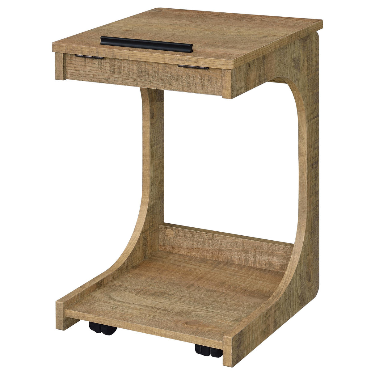Ralston Mango C-Shaped Lift-Top Sofa Side Table With Casters from Coaster - Luna Furniture