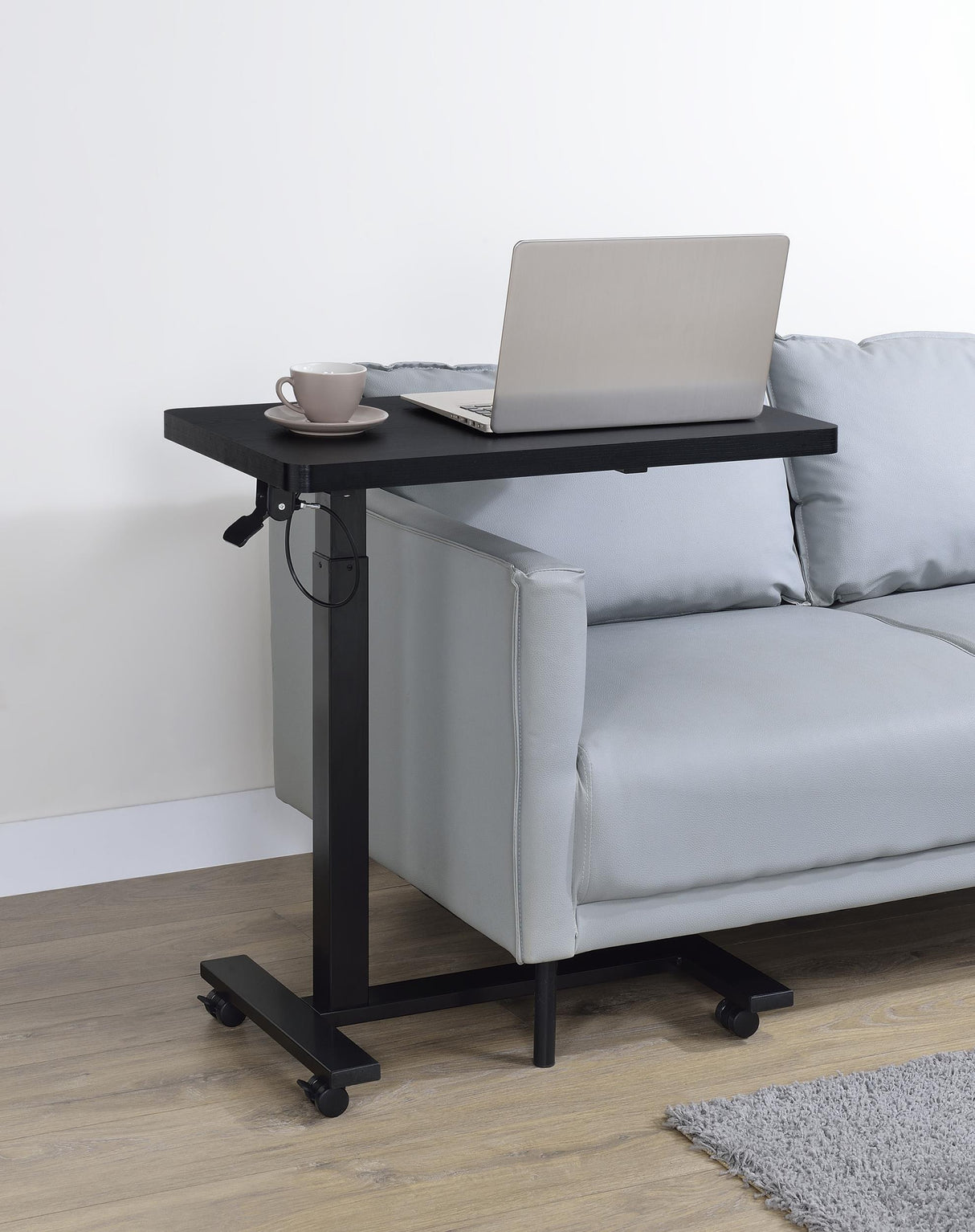 Westpark Black Pneumatic Adjustable C-Shape Side Table with Casters from Coaster - Luna Furniture