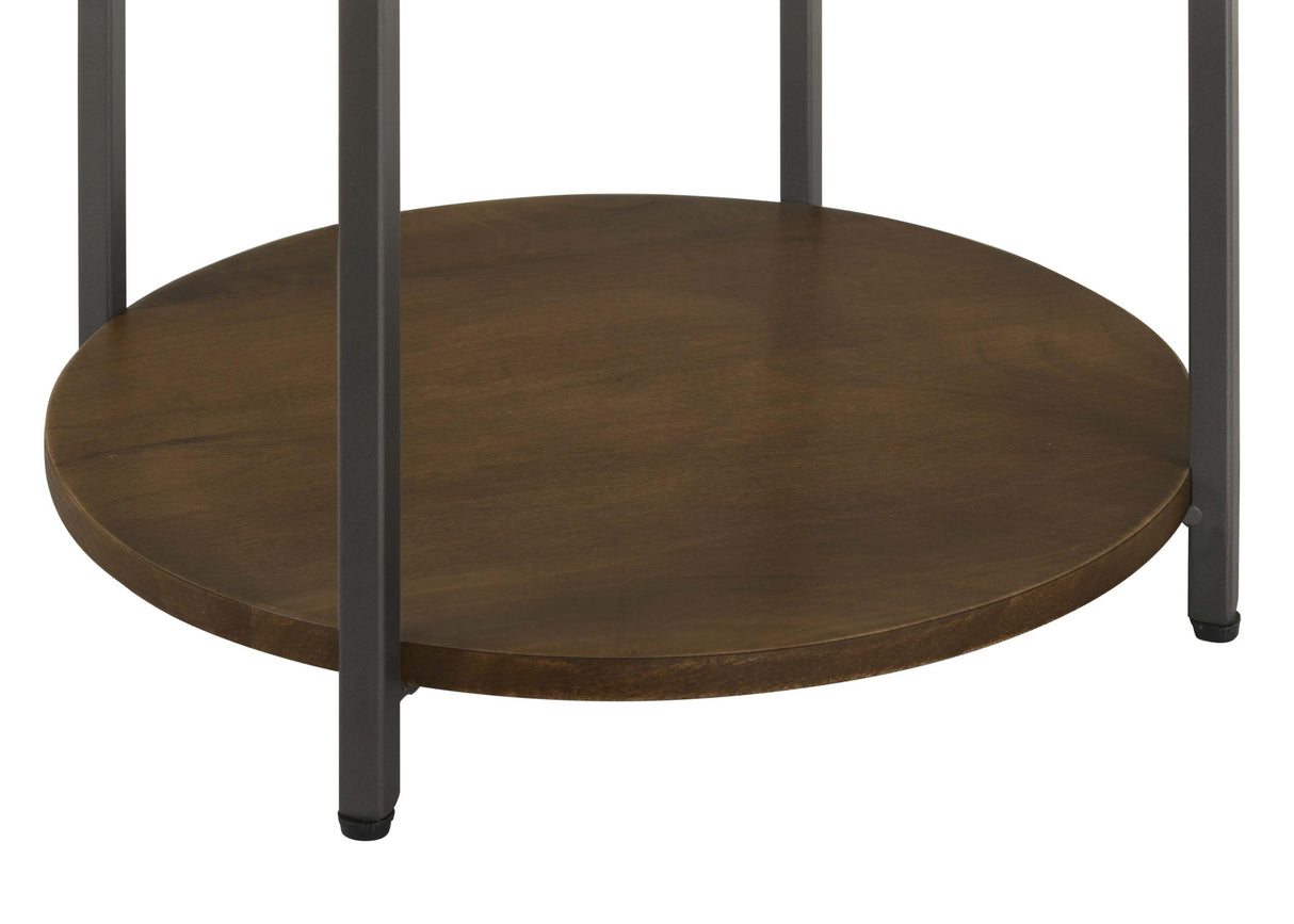 Noemie White and Gunmetal Round Marble Top Accent Side Table from Coaster - Luna Furniture