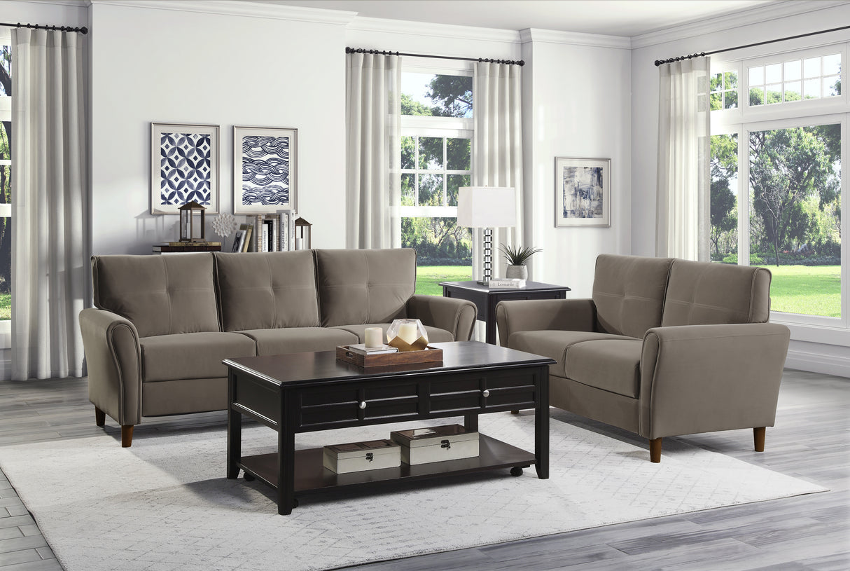 Dunleith Light Brown Velvet Loveseat from Homelegance - Luna Furniture