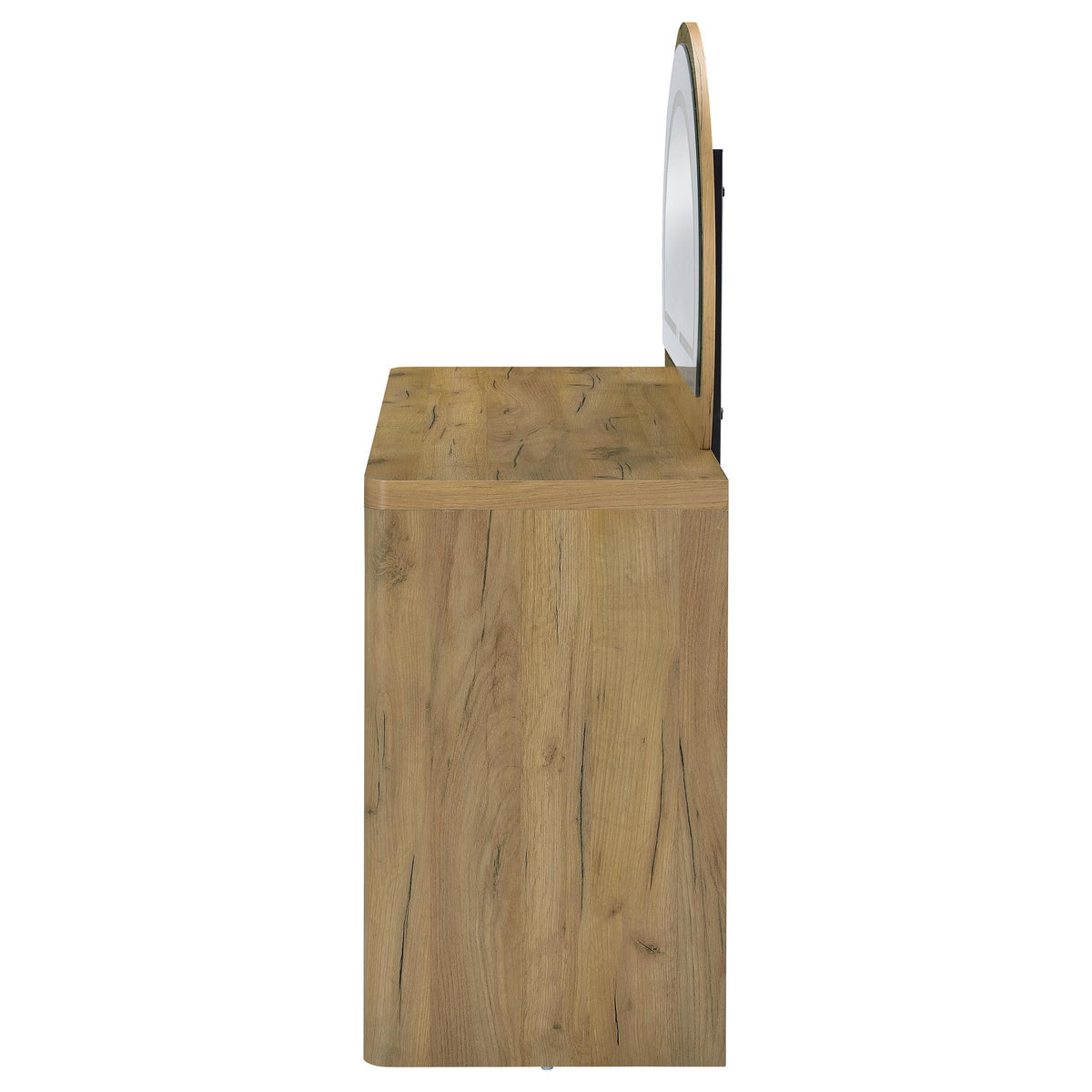 Irwin Rustic Oak Vanity Table with LED Mirror and Storage from Coaster - Luna Furniture