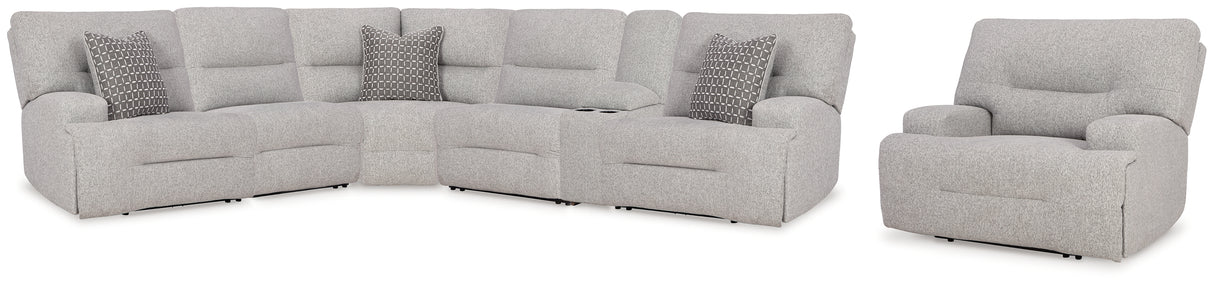 Acklen Place Pewter 6-Piece Power Reclining Sectional and Power Recliner from Ashley - Luna Furniture