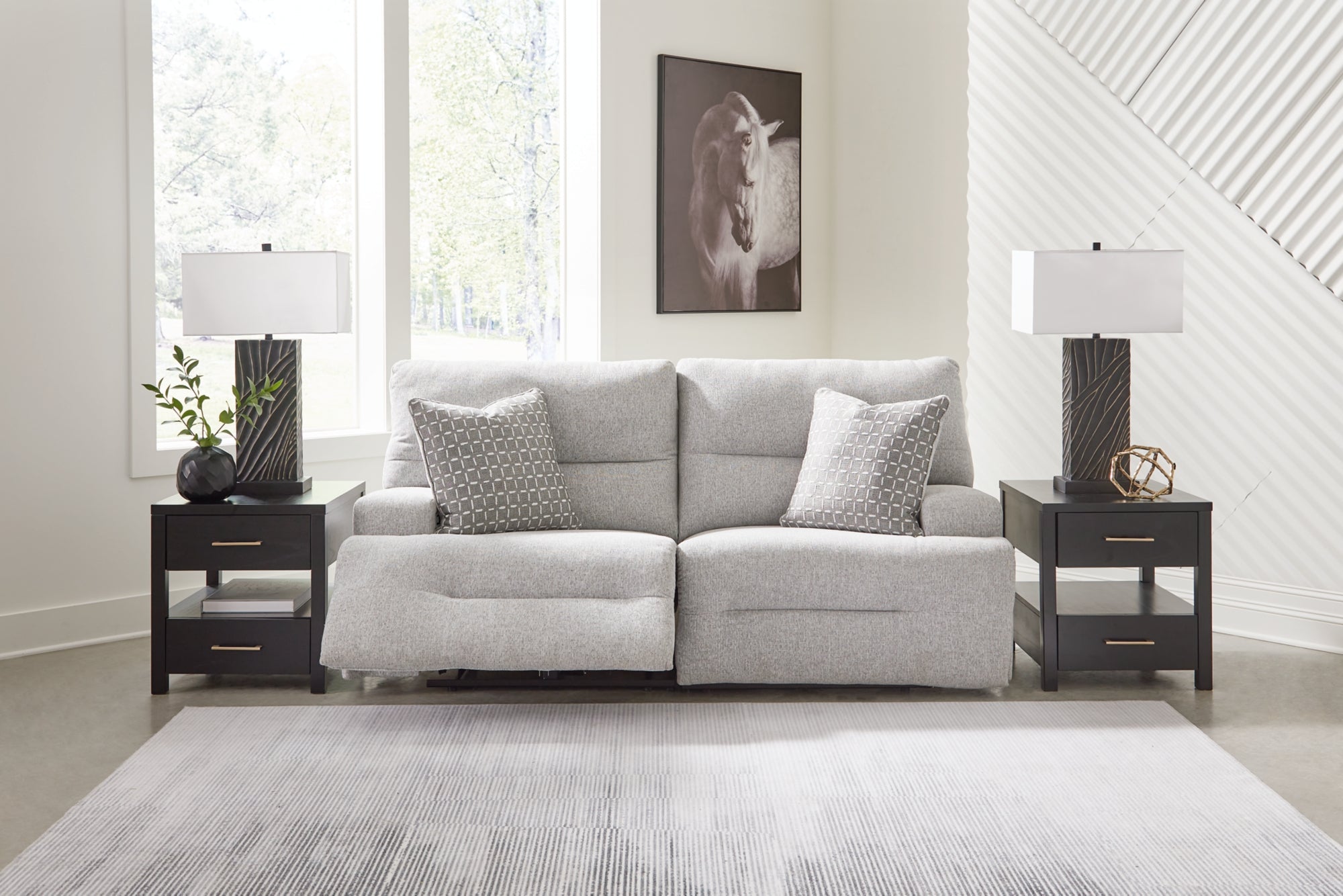 シグナスx アレグレット　ゼール Acklen Place Pewter 2-Piece Power Reclining Sectional Loveseat