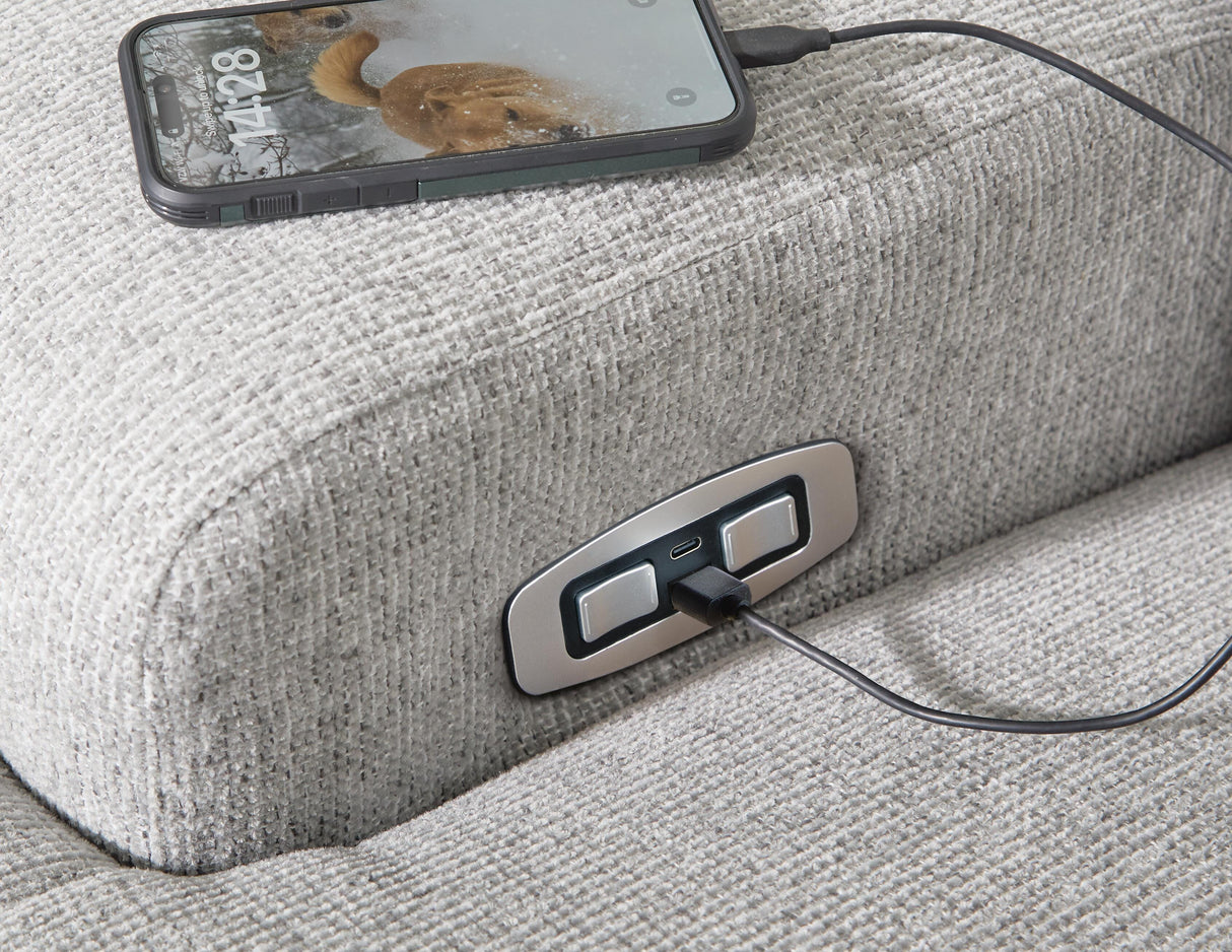 Acklen Place Pewter 5-Piece Power Reclining Sectional with Storage Console from Ashley - Luna Furniture