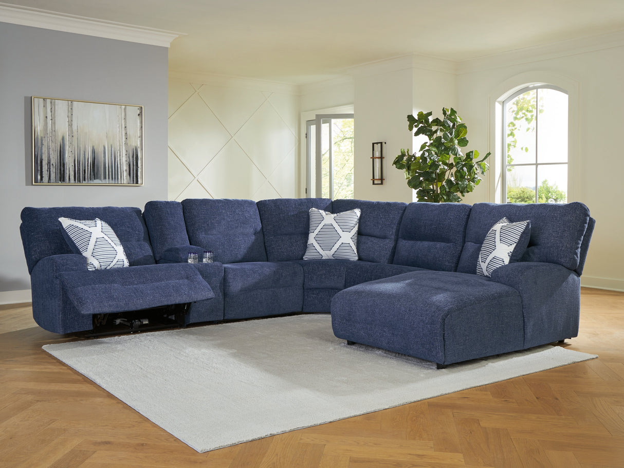 Acklen Place Navy 6-Piece RAF Chaise Power Reclining Sectional from Ashley Furniture - Luna Furniture