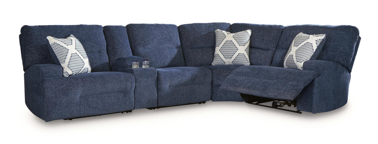 Acklen Place Navy 5-Piece Power Reclining Sectional with Storage Console from Ashley - Luna Furniture