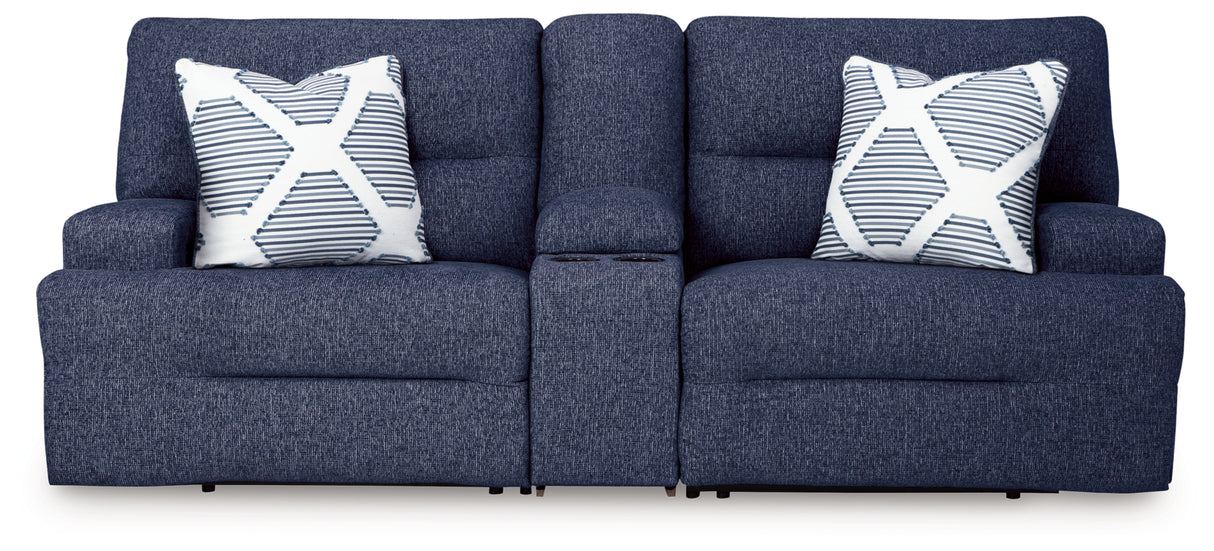 Acklen Place Navy 2-Piece Power Reclining Sectional Loveseat from Ashley Furniture - Luna Furniture
