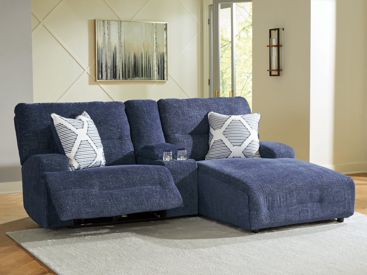 Acklen Place Navy 3-Piece RAF Chaise Power Reclining Sectional from Ashley - Luna Furniture