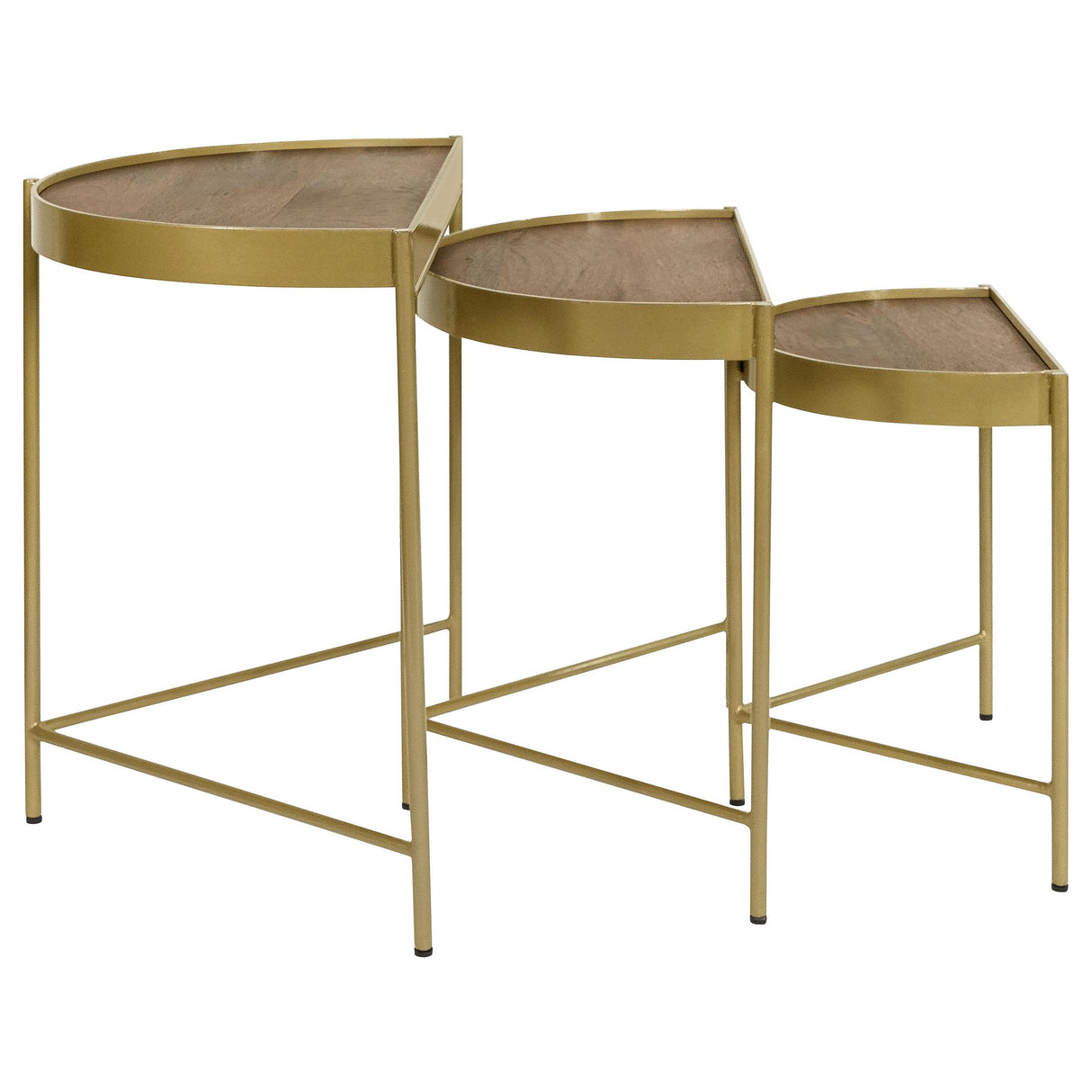 Tristen Brown and Gold 3-Piece Demilune Nesting Table With Recessed Top from Coaster - Luna Furniture