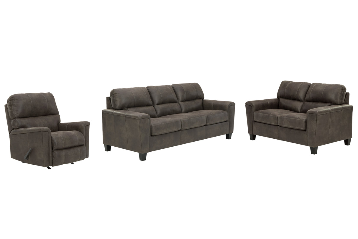 Navi Sofa, Loveseat and Recliner in Smoke from Ashley - Luna Furniture