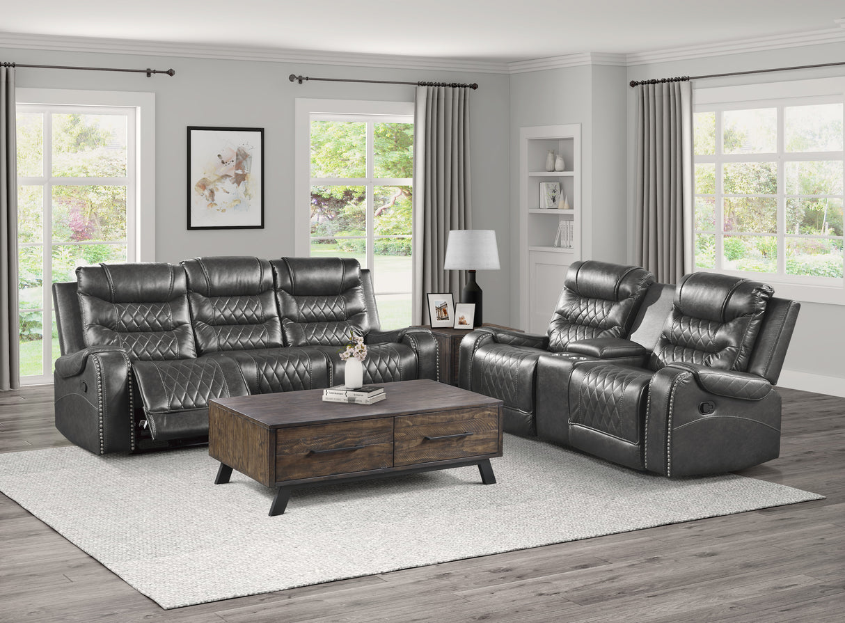 Putnam Gray Reclining Loveseat With Console from Homelegance - Luna Furniture