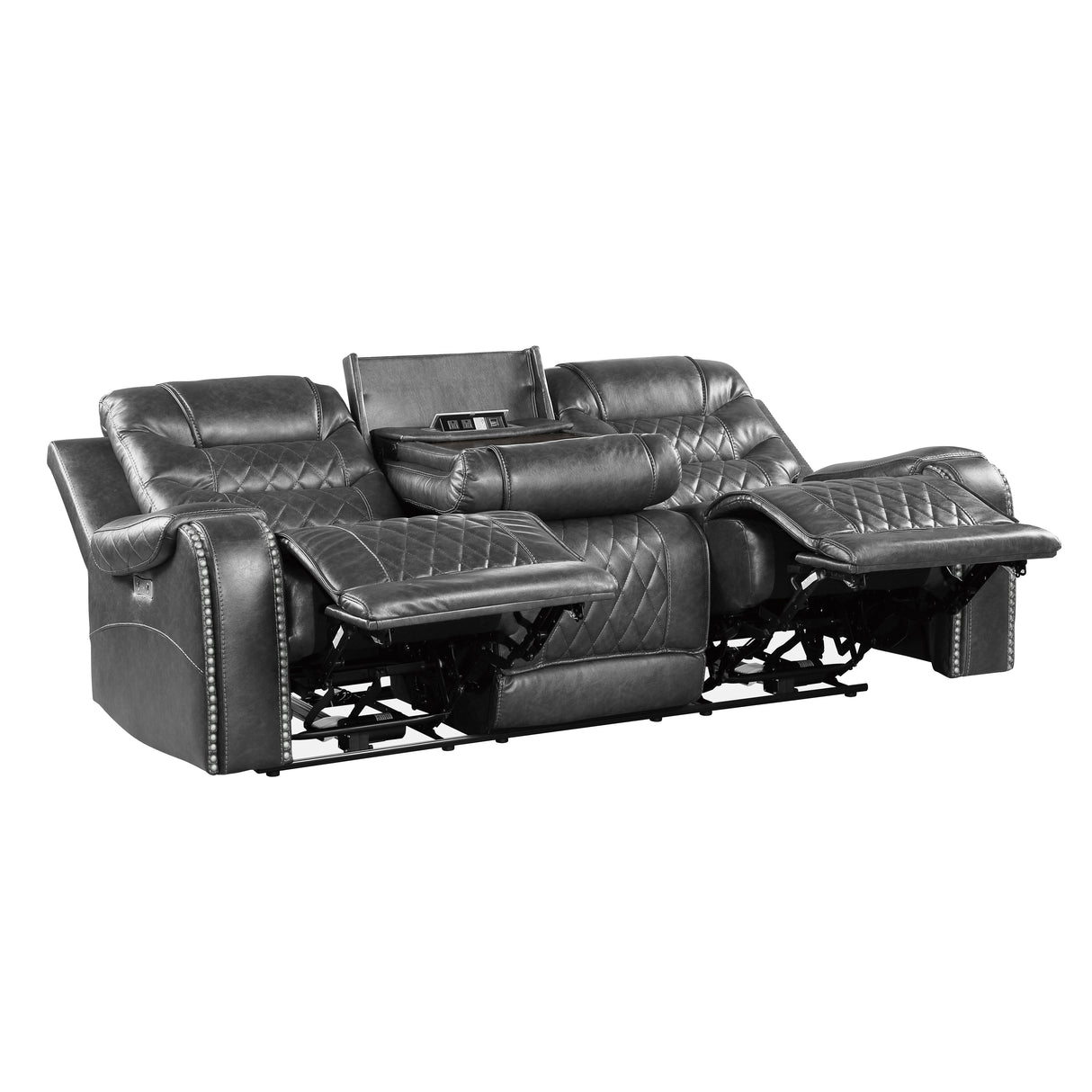Putnam Gray Power Double Reclining Sofa from Homelegance - Luna Furniture