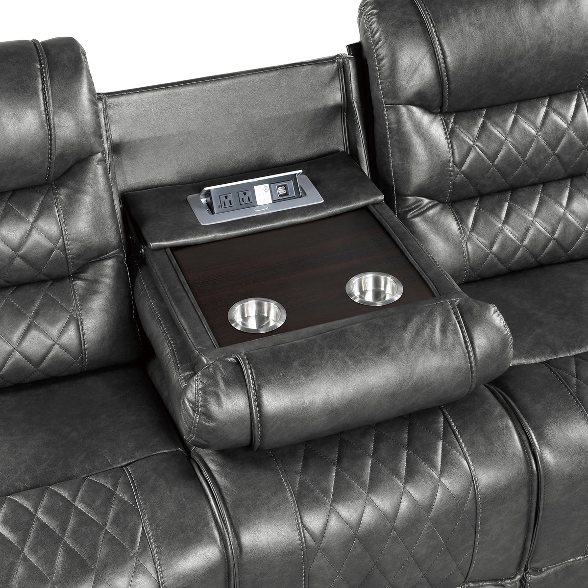 Putnam Gray Reclining Loveseat With Console from Homelegance - Luna Furniture