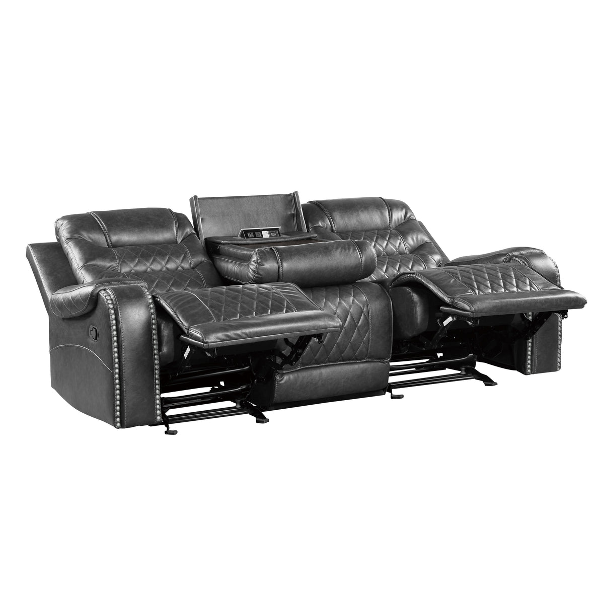 Putnam Gray Reclining Loveseat With Console from Homelegance - Luna Furniture