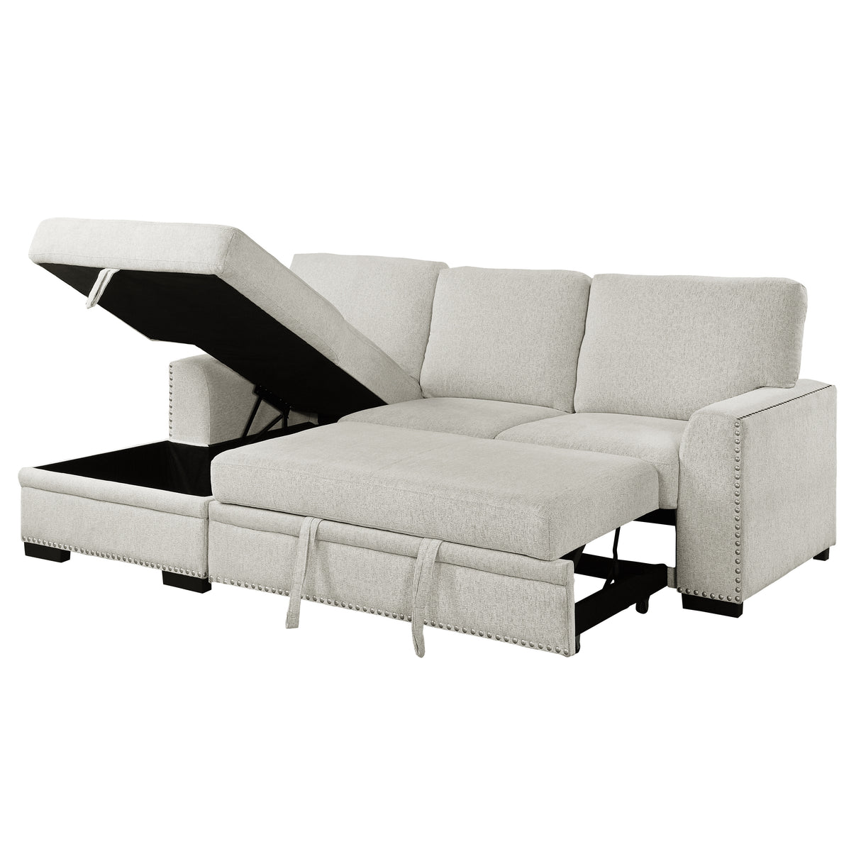 Morelia Beige RAF Storage Sleeper Sofa Chaise