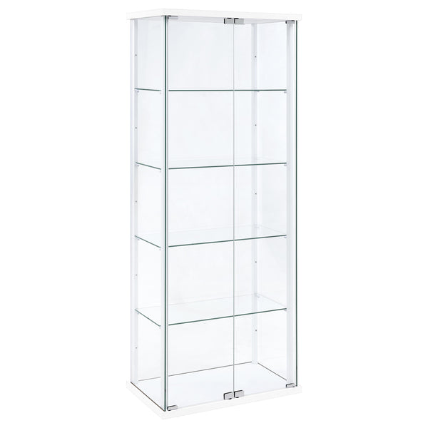 Delphinium White 4-Shelf Clear Glass Curio Display Cabinet