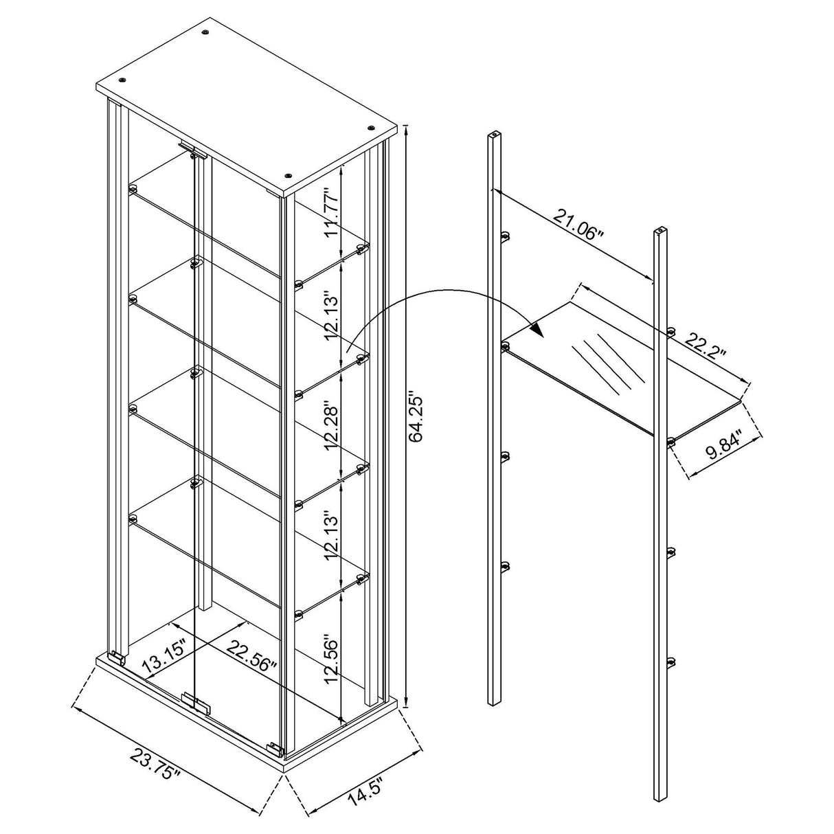 Delphinium White 4-Shelf Clear Glass Curio Display Cabinet from Coaster - Luna Furniture