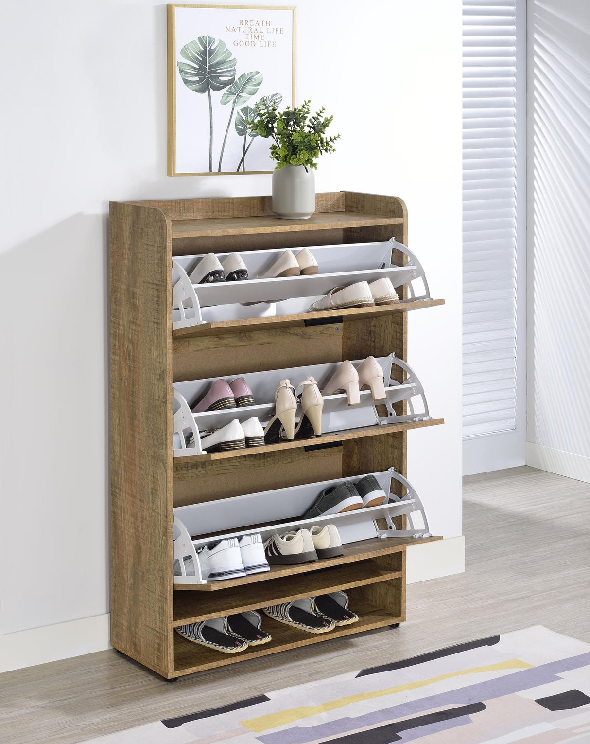 Denia Mango 3-tier Engineered Wood Shoe Cabinet from Coaster - Luna Furniture