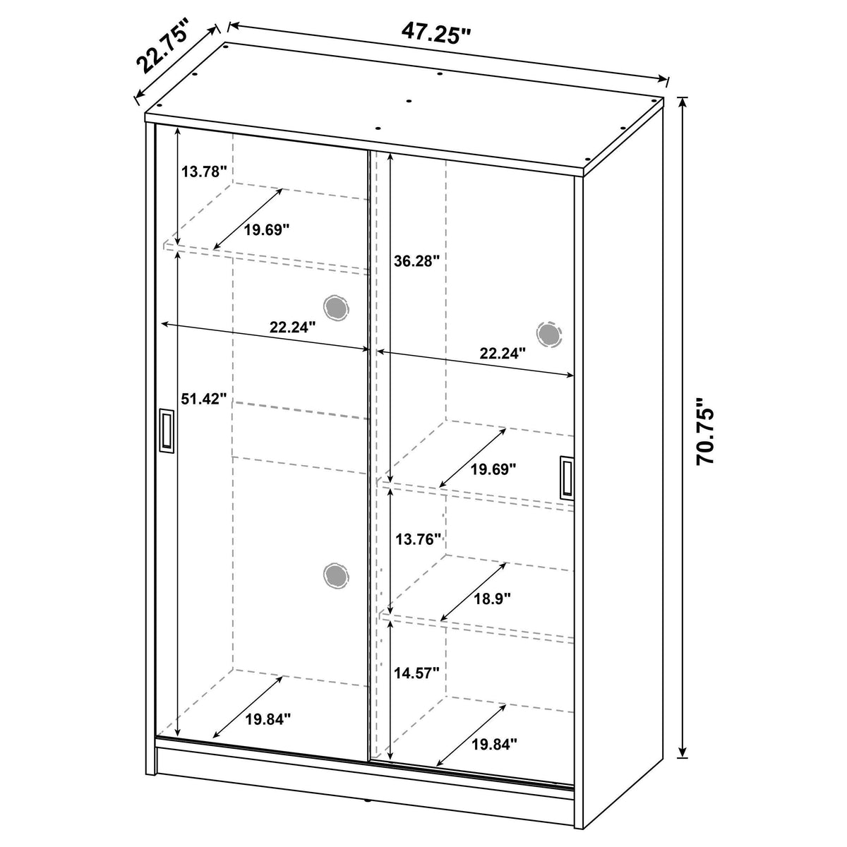 Noble Black 2-door Bedroom Wardrobe Storage Cabinet Armoire from Coaster - Luna Furniture