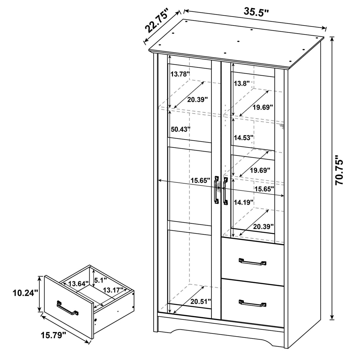Cassara Latte 2-Door Wardrobe Storage Cabinet from Coaster - Luna Furniture