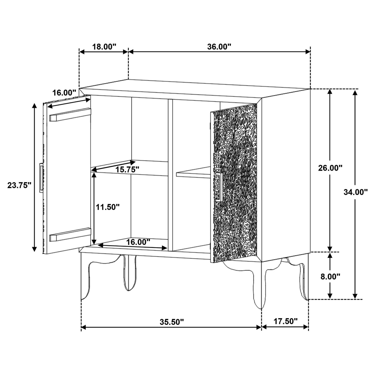 Forbes Black 2-Door Bone Inlay Accent Cabinet from Coaster - Luna Furniture