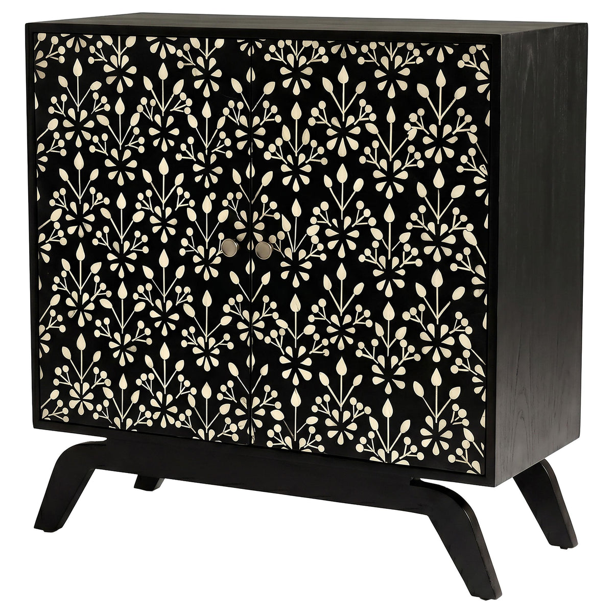 Marlon Black 2-Door Floral Bone Inlay Accent Cabinet from Coaster - Luna Furniture