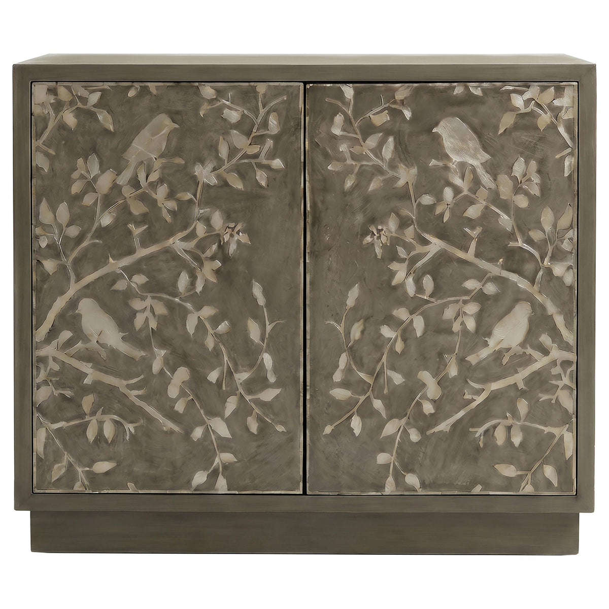 Parkes Distressed Grey 2-door Bone Inlay Accent Cabinet from Coaster - Luna Furniture