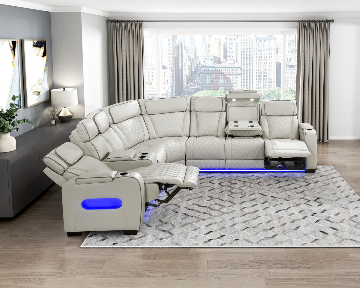 Fairway Taupe 3-Piece Power Reclining Sectional with Right-Side Console from Homelegance - Luna Furniture