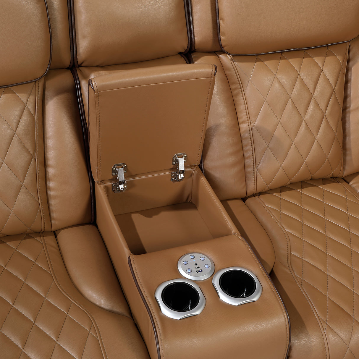 Fairway Brown 3-Piece LED Power Reclining Sectional with Consoles and Wireless speakers from Homelegance - Luna Furniture