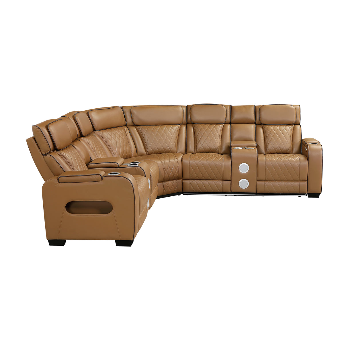Fairway Brown 3-Piece LED Power Reclining Sectional with Consoles and Wireless speakers from Homelegance - Luna Furniture