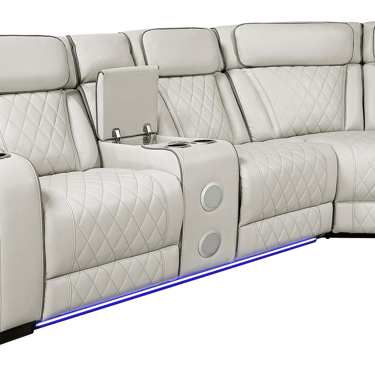 Fairway Taupe 3-Piece LED Power Reclining Sectional with Consoles and Wireless speakers from Homelegance - Luna Furniture