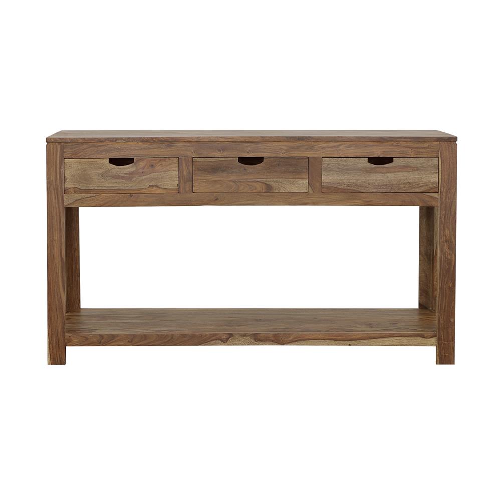 Esther Natural Sheesham 3-Drawer Storage Console Table from Coaster - Luna Furniture