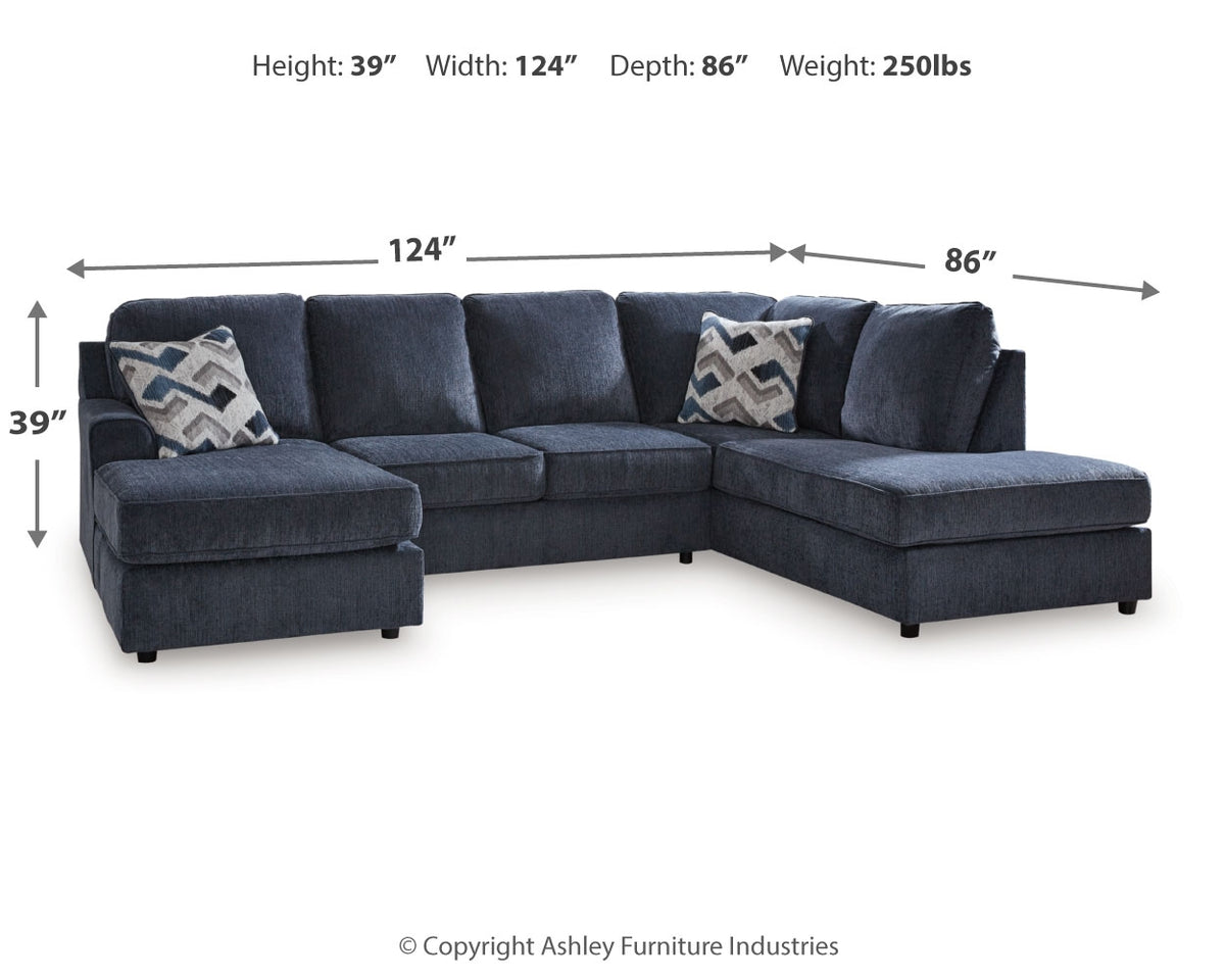 Albar Place Cobalt 2-Piece RAF Chaise Sectional from Ashley Furniture - Luna Furniture