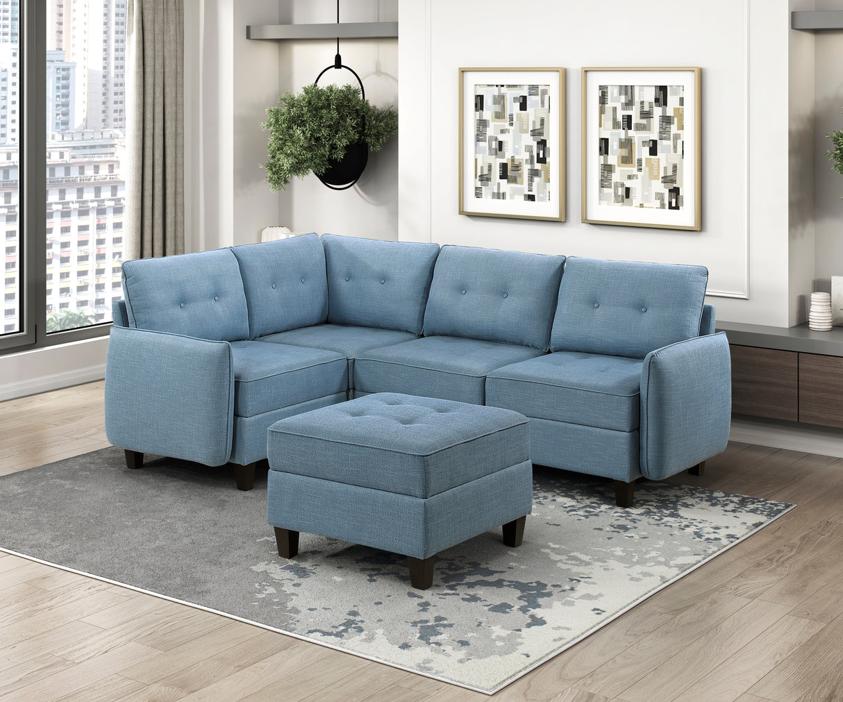 9557BUE-AC Armless Chair with Storage from Homelegance - Luna Furniture
