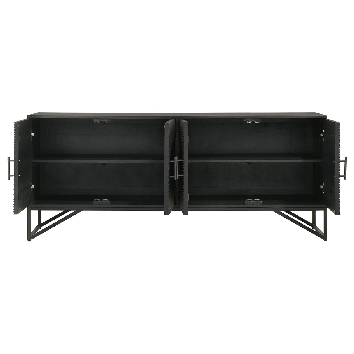 Riddell Matte Black 4-door Wood Reeding Accent Cabinet from Coaster - Luna Furniture