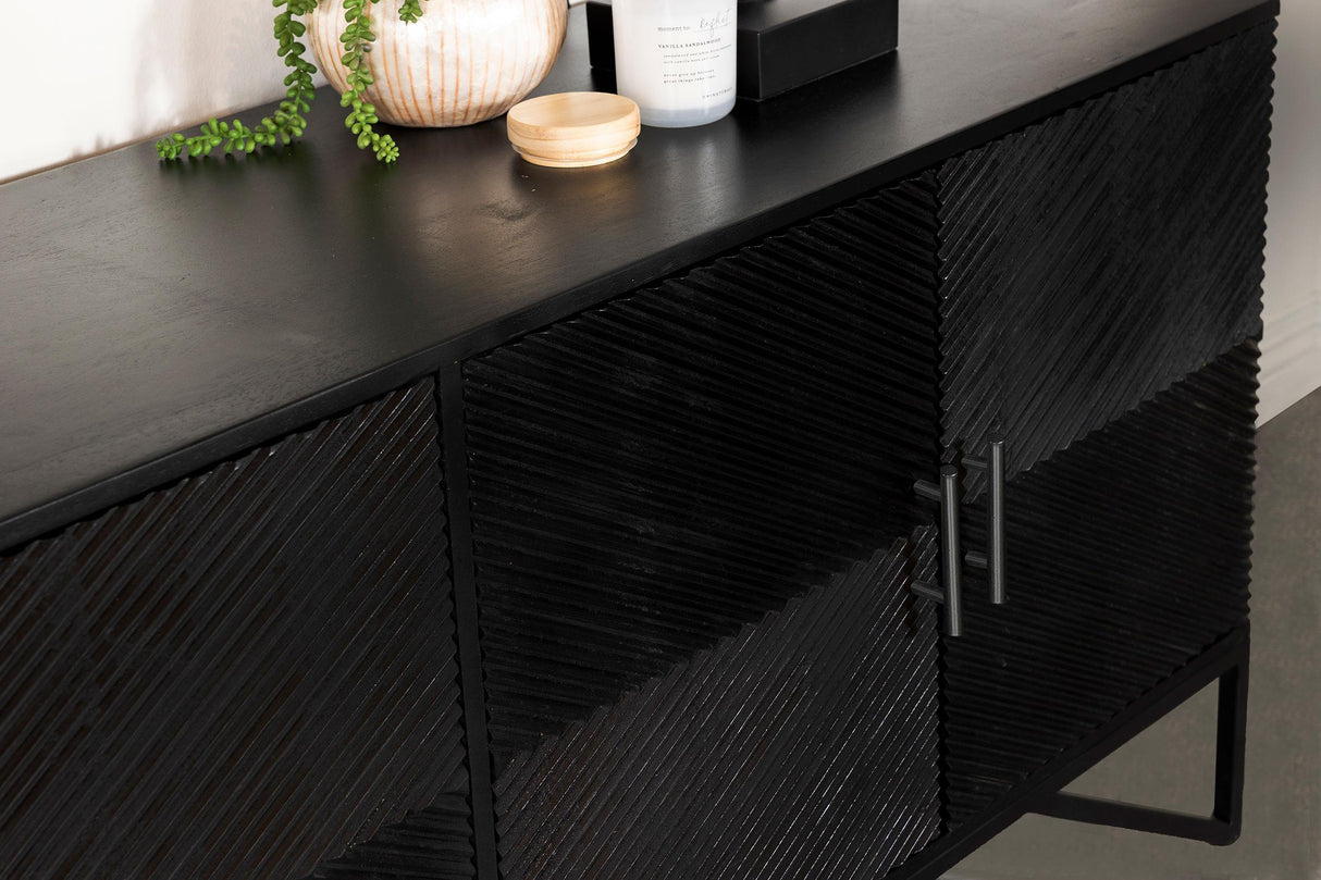 Riddell Matte Black 4-door Wood Reeding Accent Cabinet from Coaster - Luna Furniture