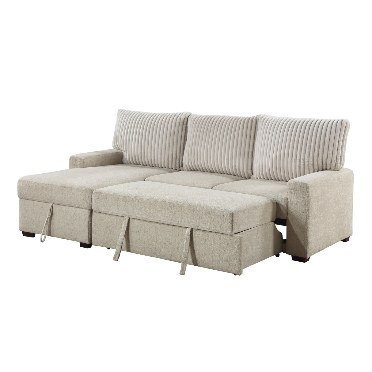 Gallatin Beige 2-Piece Sectional with Left Chaise, Pull-out Bed and Hidden Storage from Homelegance - Luna Furniture