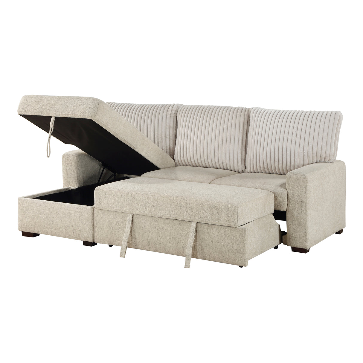 Gallatin Beige 2-Piece Sectional with Left Chaise, Pull-out Bed and Hidden Storage from Homelegance - Luna Furniture